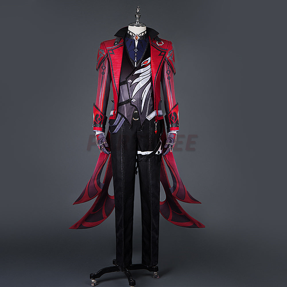 Genshin Impact Red Dead of Night Diluc Cosplay Costumes Ver.2